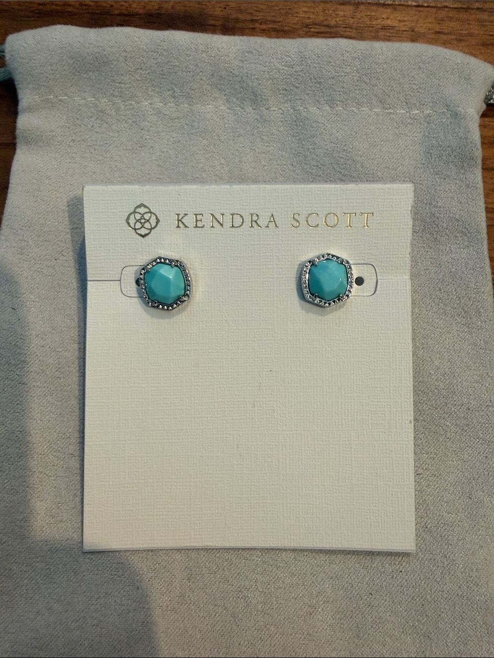Kendra Scott Davie Turquoise Blue Stud Earrings